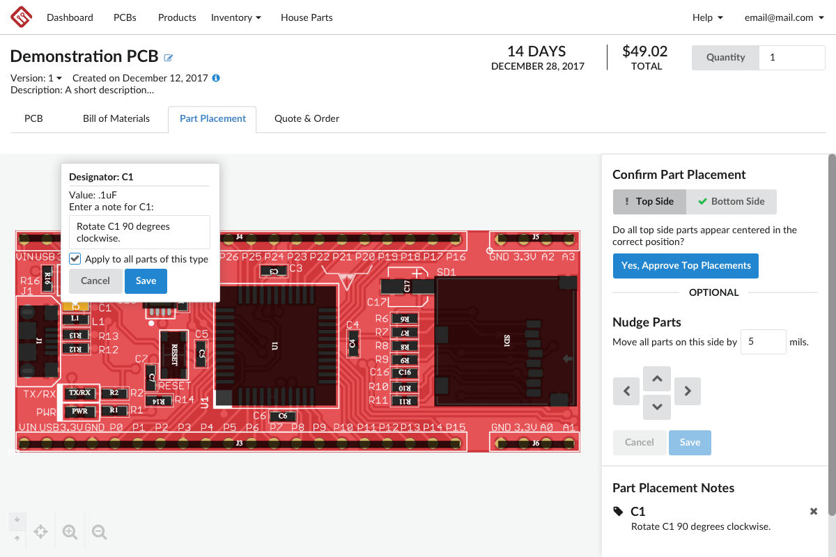 Adjust and review manufacturing data interactively.