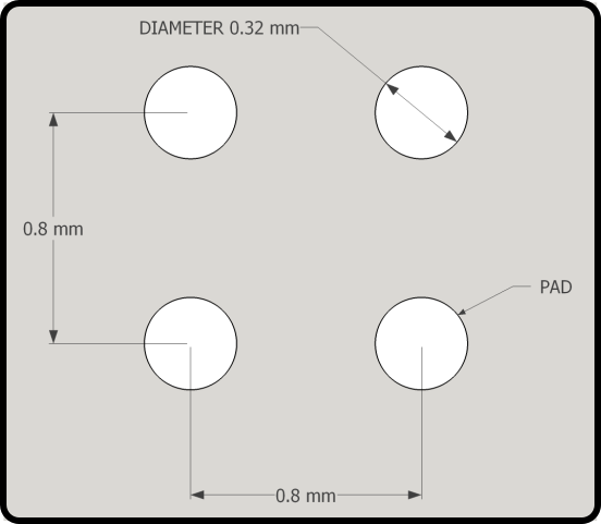 BGA Pad Array with Dimensions