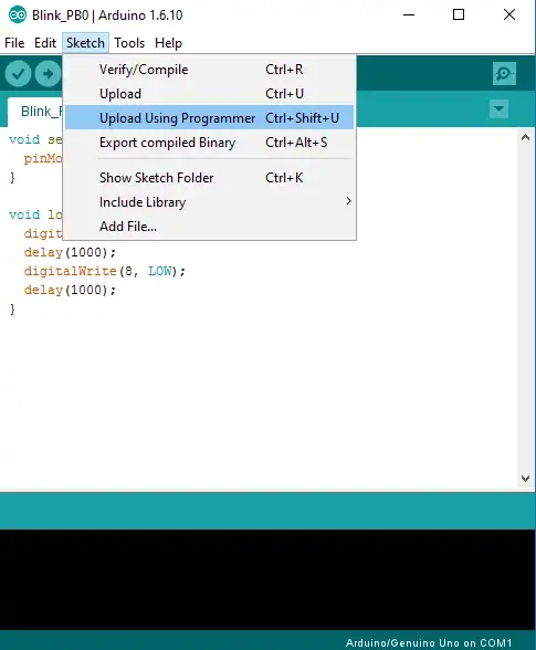 Figure 8: Arduino IDE uploading using programmer.