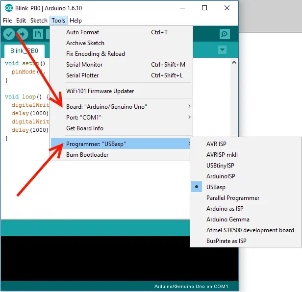 Figure 9: Configuring the Arduino IDE.