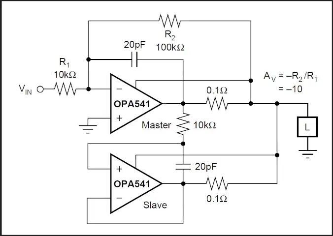 Figure 2: Paralleled Opamps for higher output current