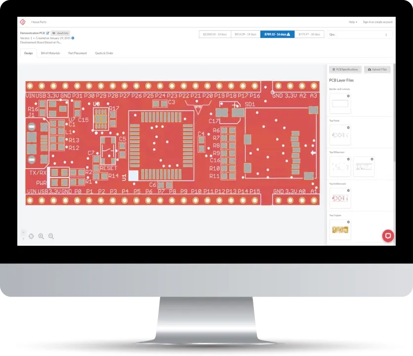 Macrofab platform design screen