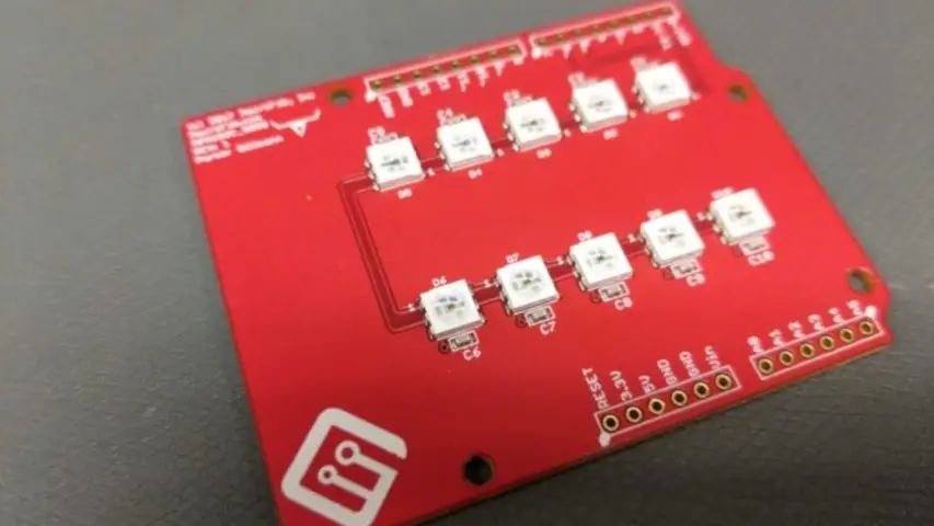 APA-102C-NEW-260 Test PCB. Arduino shield format.