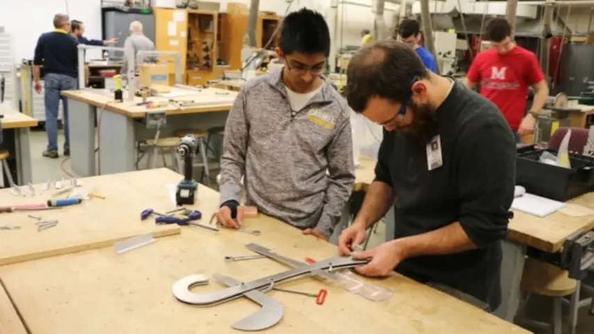 Carmel High School students mid build in 2018.