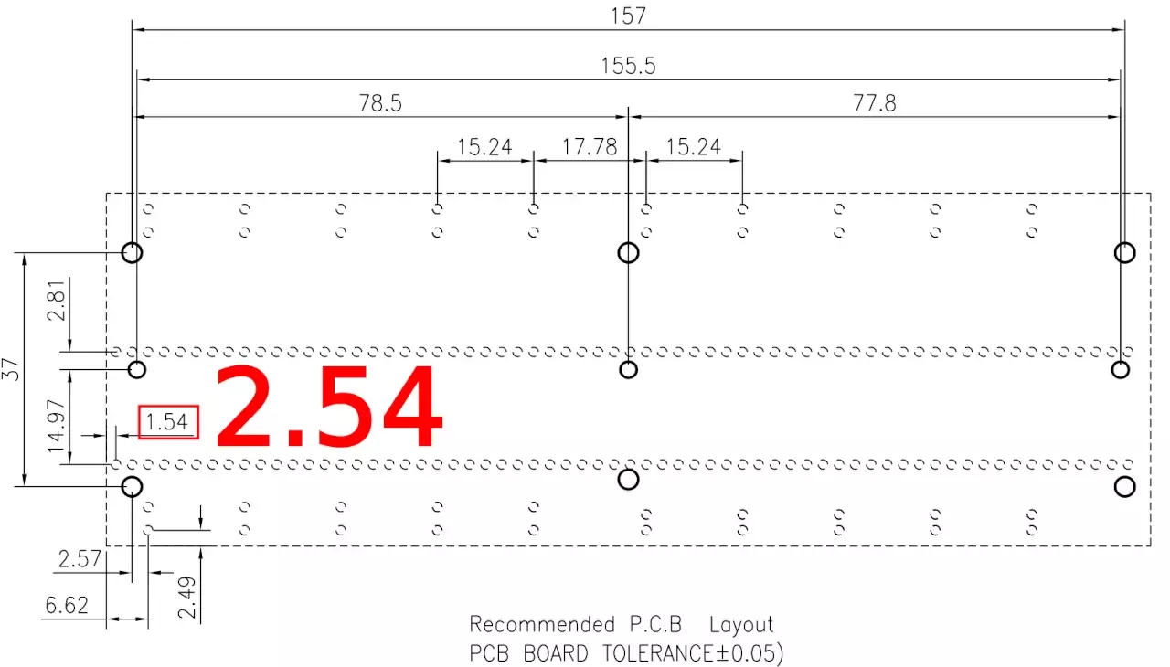 Figure 3: The corrected datasheet for the breadboards that are being used for the FX Dev board.