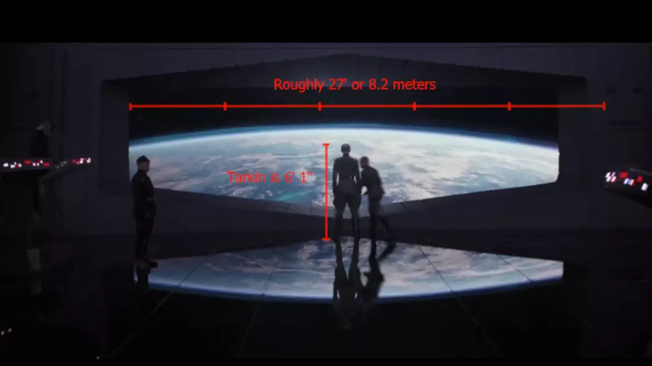Figure 1: Tarkins height to figure out the distance the Death Star is from Scarif