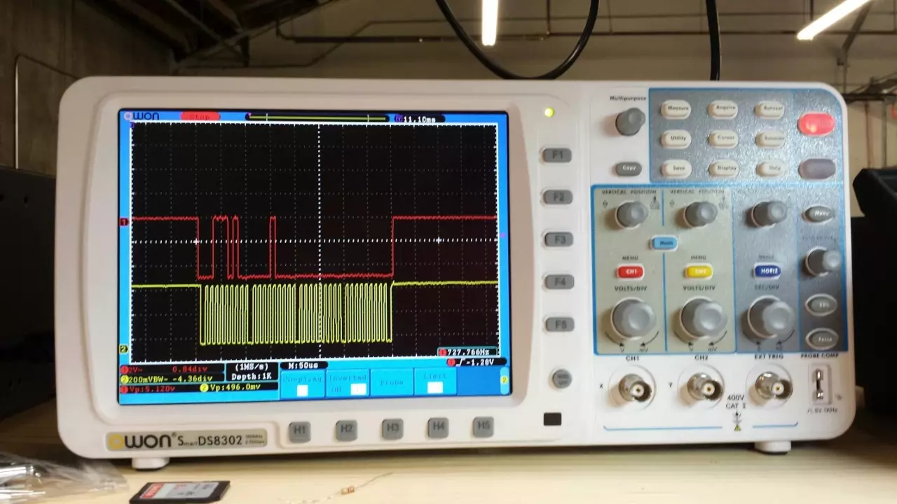 Figure 2: The I2C data packet from the 16in/16out board.