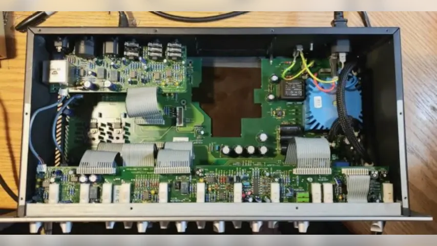 Inside the MindPrint device. Lots of PCBs!