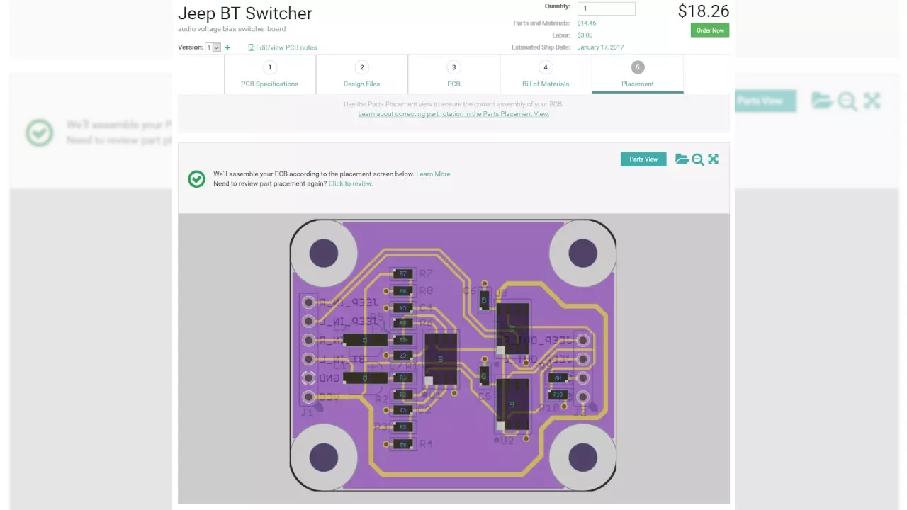 Figure 2: Jeep BT Switcher ordered through MacroFab.