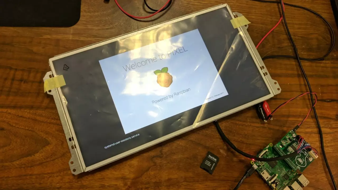 Figure 1: Parker’s LVDS converter board for the Raspberry Pi 3 in action!