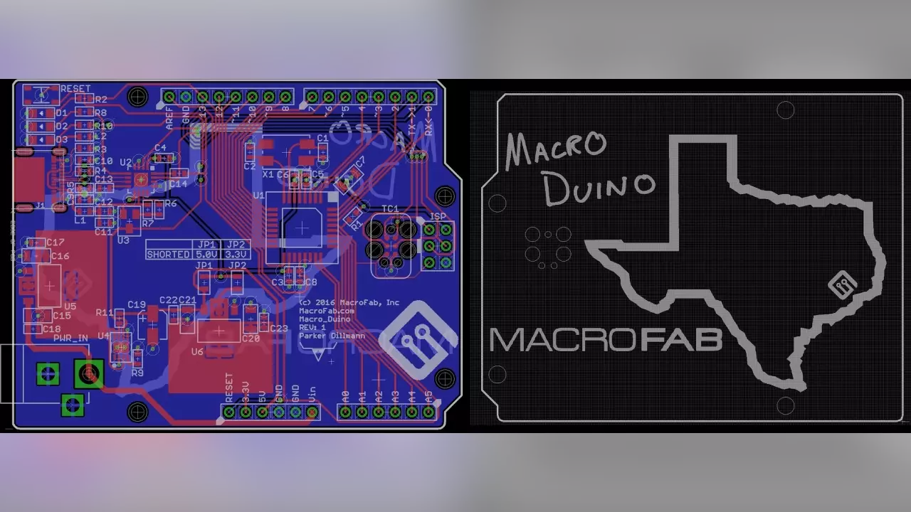 Figure 1: MacroDuino PCB Layout with awesome silkscreen.