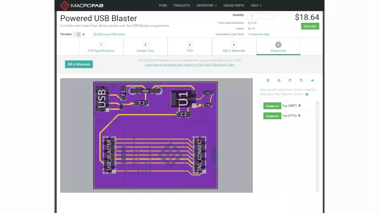 Figure 1: The “man in the middle” PCB for the Altera USB Blaster.