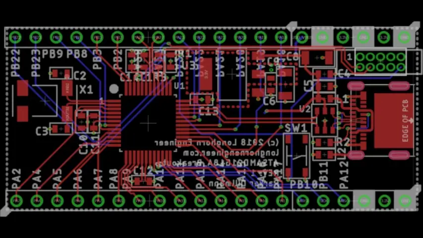 PCB layout for the ATSAMD21G18A breakout board. USB Type-C!