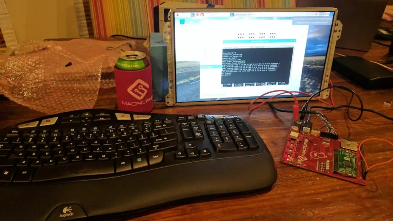Figure 1: Raspberry Pi 3 Compute Module LVDS test board. It works. Stephen owes Parker a beer!