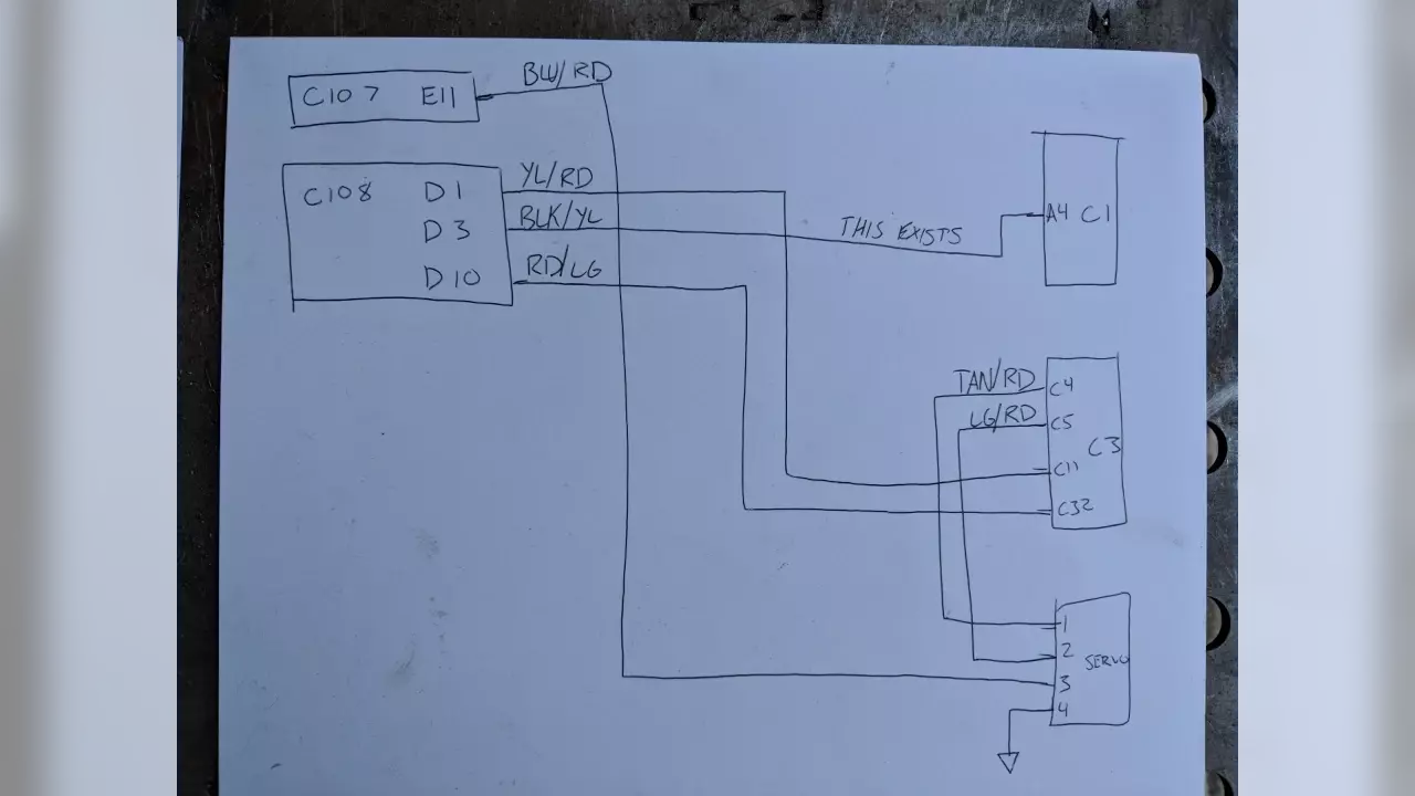 Figure 2: Schematic of what needed to be added to the existing connectors in Parker’s Jeep.