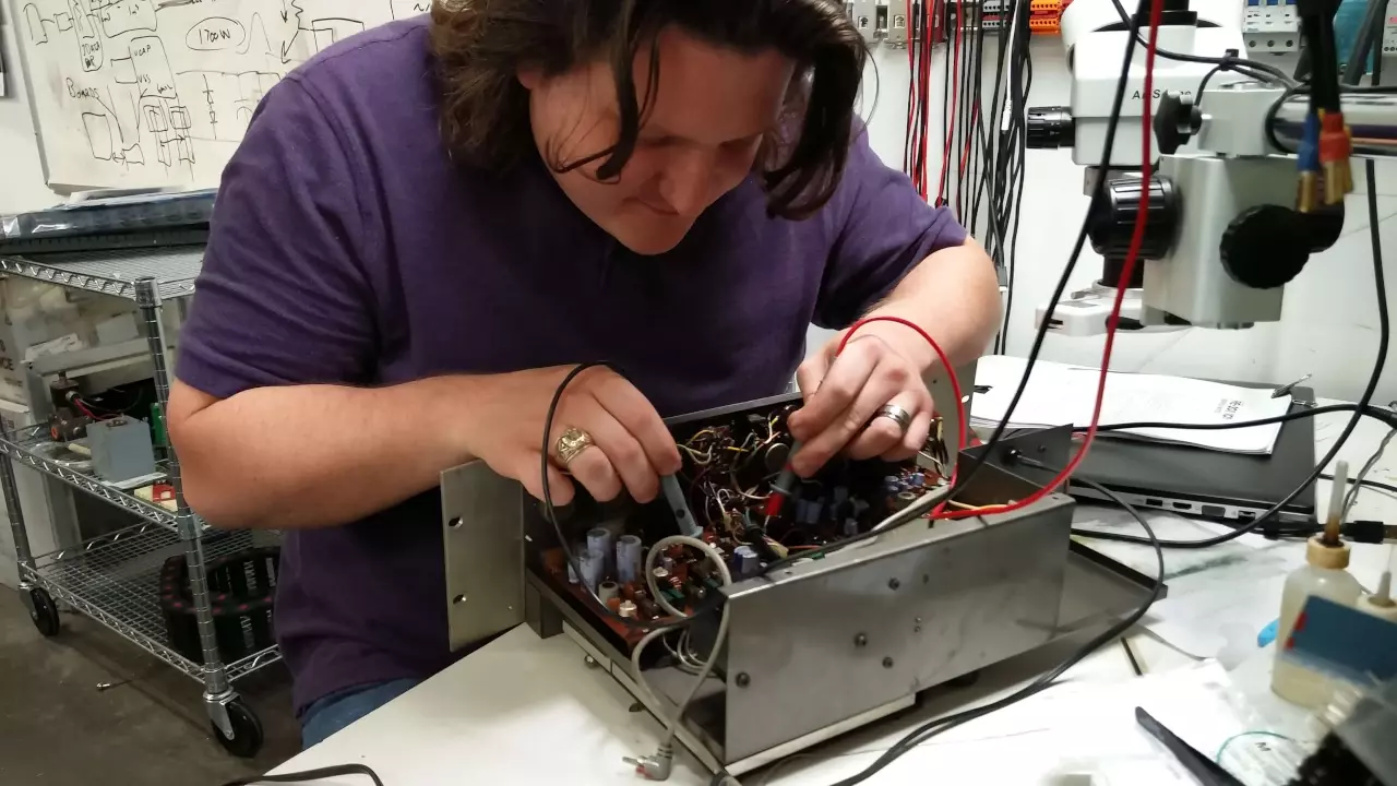 Figure 2: Stephen working on the Space Echo RE-201