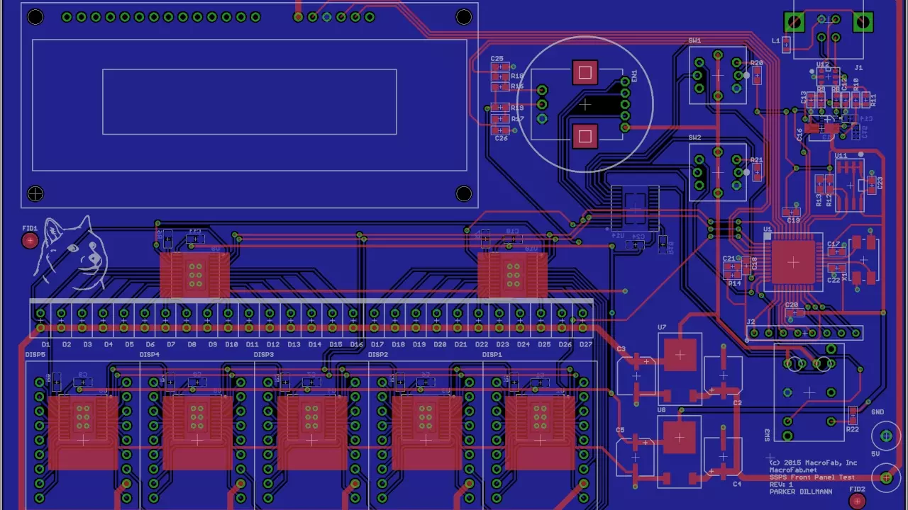 Figure 1: SSPS front panel test layout. Miniature version of the real front panel to test physical placement and new parts.