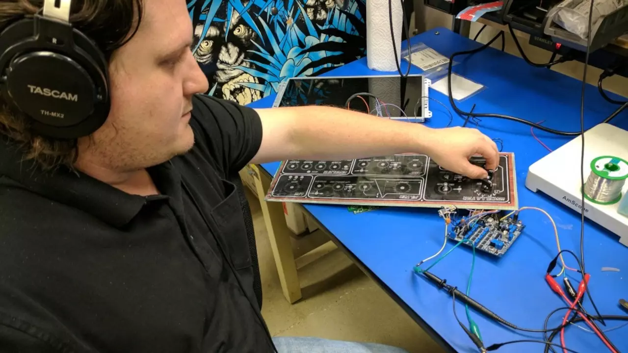 Figure 1: Stephen getting the VCO working on his Synth design.
