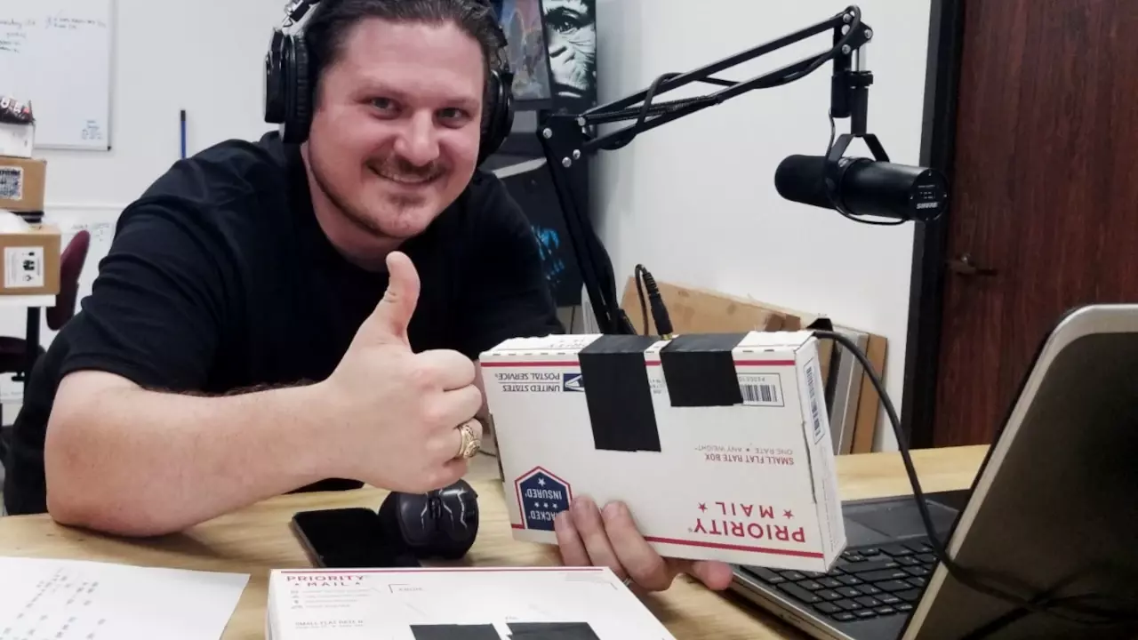 Stephen testing out the Audio DACs in a blind listening test. Seems Parker and Stephen like to use USPS boxes for quick and dirty electronic project boxes.