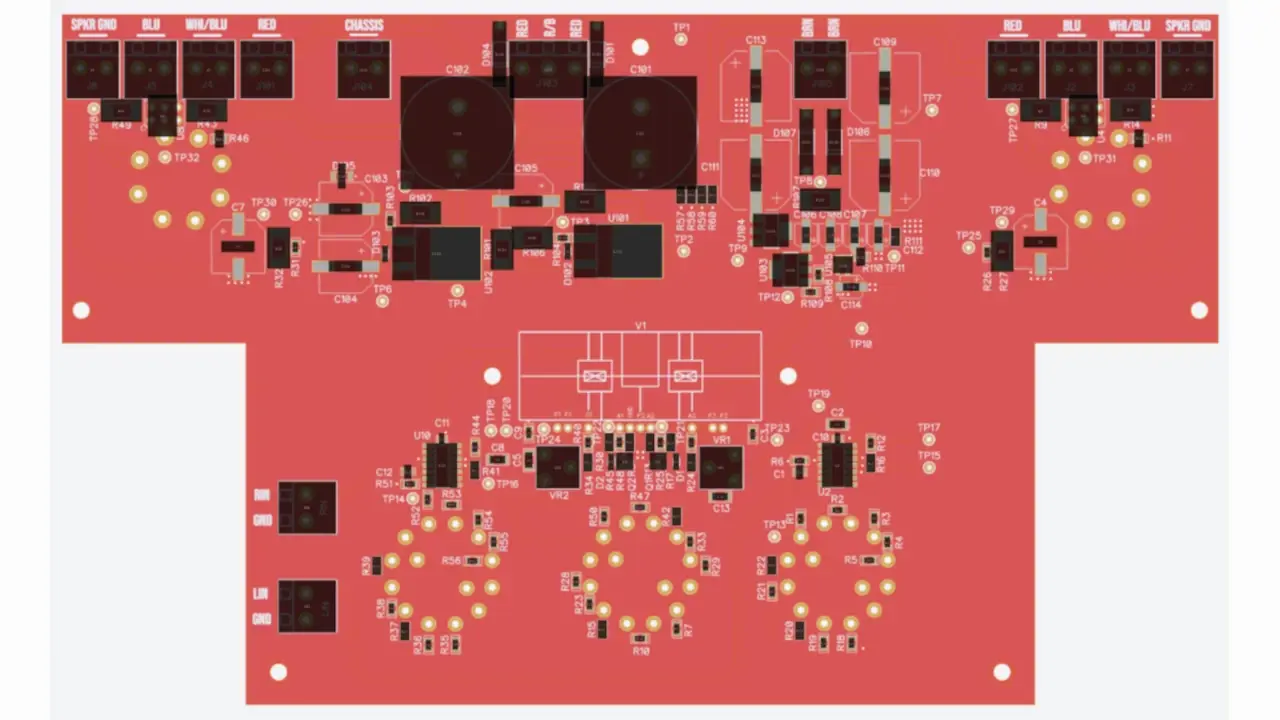 Stephen’s MacroAmp PCB render. This project is sponsored by Mouser Electronics!