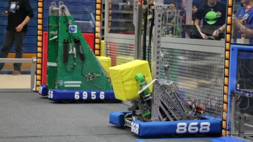 TechHOUNDS 868 robot in the ready position right before a match.