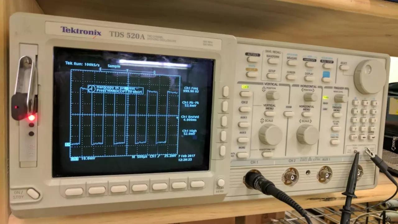 Figure 2: Tektronik TDS520 scope modified with a USB port.