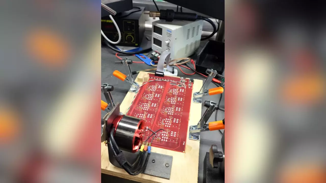 Figure 1: The test fixture Stephen and Dustin have been working on. Talks to a python script Dustin wrote on the PC.