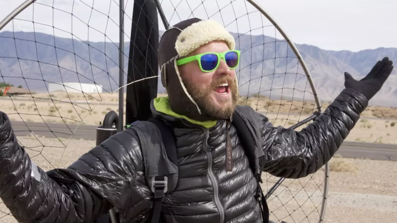 Figure 1: Trey German in his flight gear after landing.