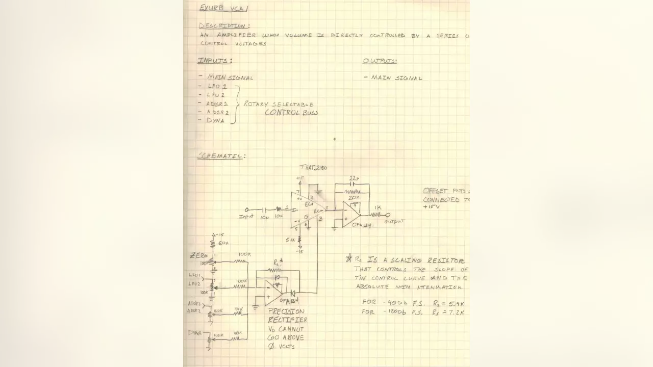 Figure 2: Stephen’s Voltage Controlled Amplifier using the THAT2180 chip.