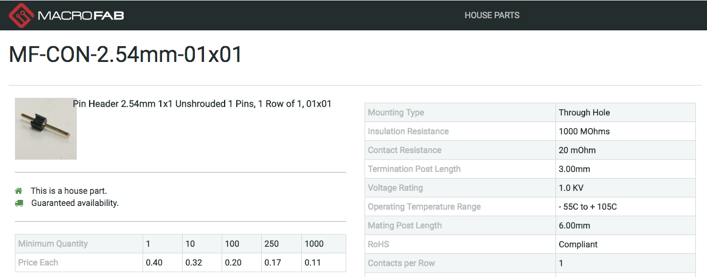 New MacroFab House Parts – Pin Headers (Sept. 2016)